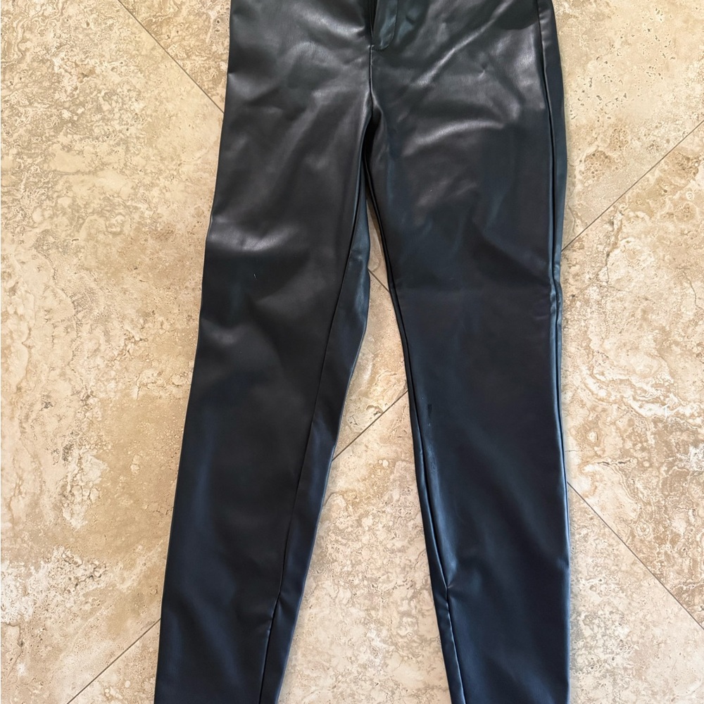 Zara Black Faux Leather Skinny Pants